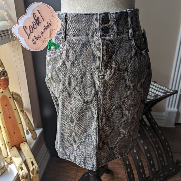 Apt 9 size 4 snakeskin denim skirt NWT - Picture 1 of 8
